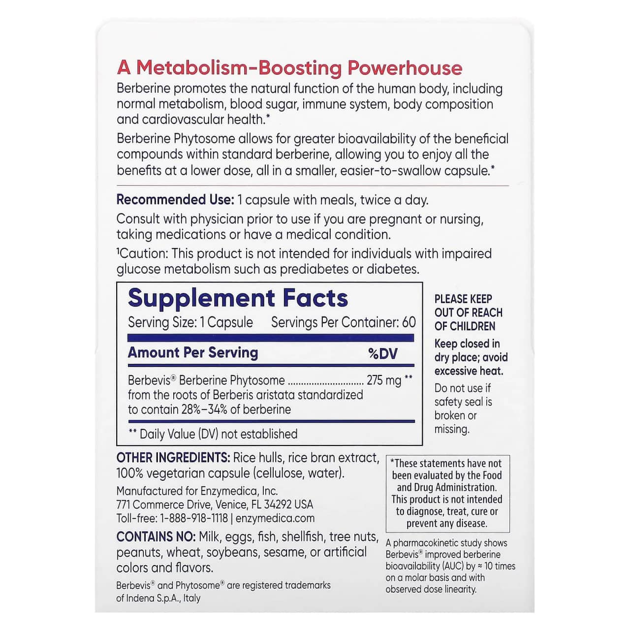 Enzymedica, Berberine Phytosome, 60 Capsules (275 mg per Capsule) 2