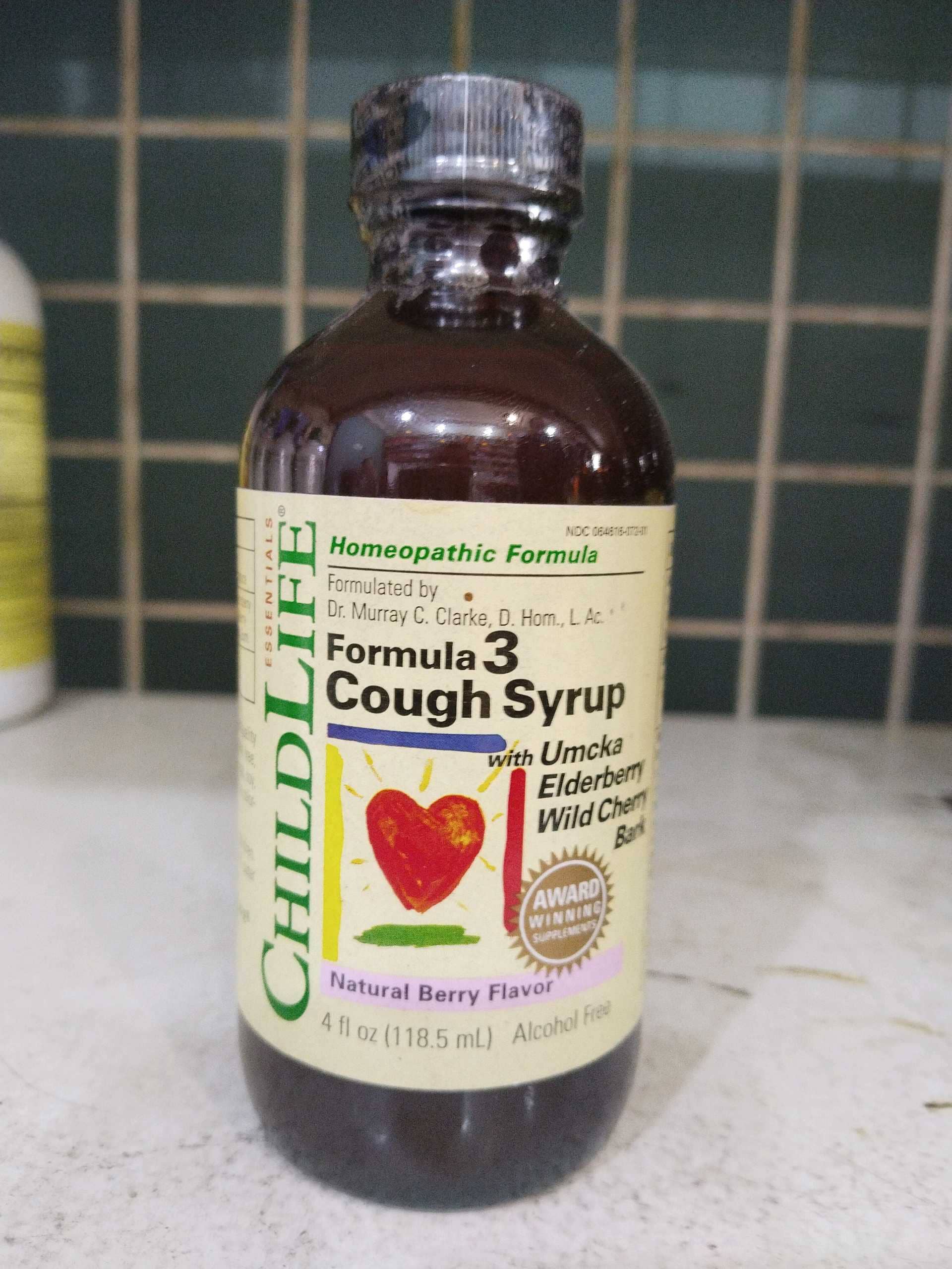 FORMULA 3 COUGH SYRUP FOR CHILDREN, NATURAL BERRY FLAVOR, 4OZ, CHILDLIFE ESSENTIALS 1