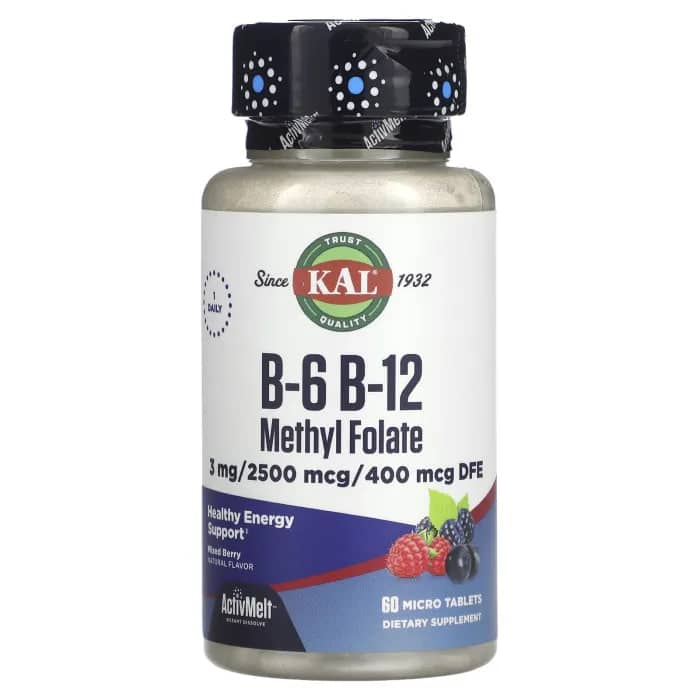 KAL B-6 B-12 METHLY FOLATE 3mg/2500mcg / 400mcg DFE 60micro tablets 1
