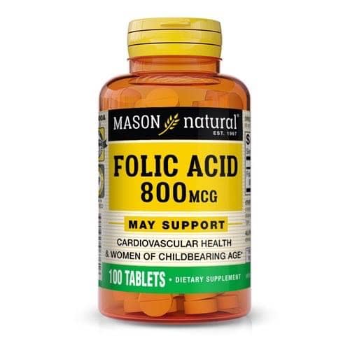 Mason Natural, Folic Acid, 800 mcg, 100 Tablets 1