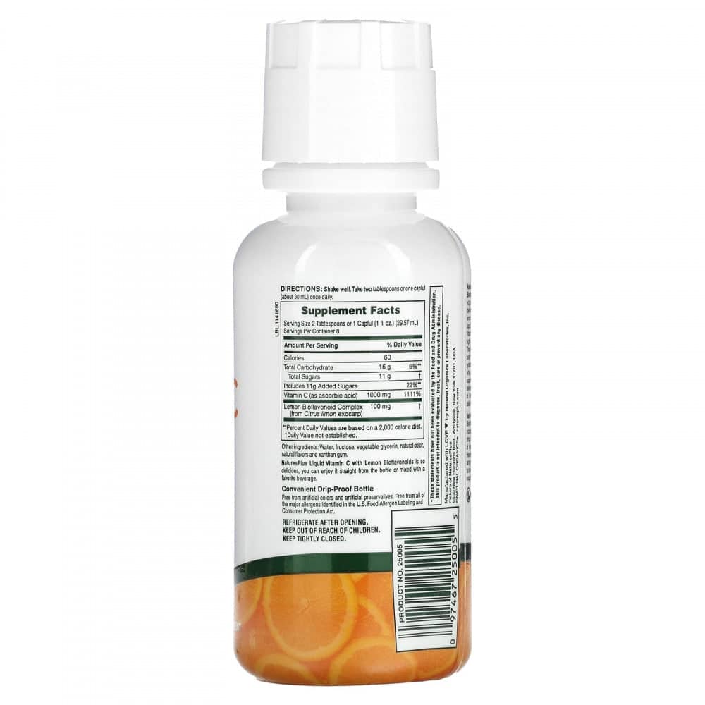 Natures Plus Liquid Vitamin C 1000mg with Lemon Bioflavonoids Natural Orange Flavor 2