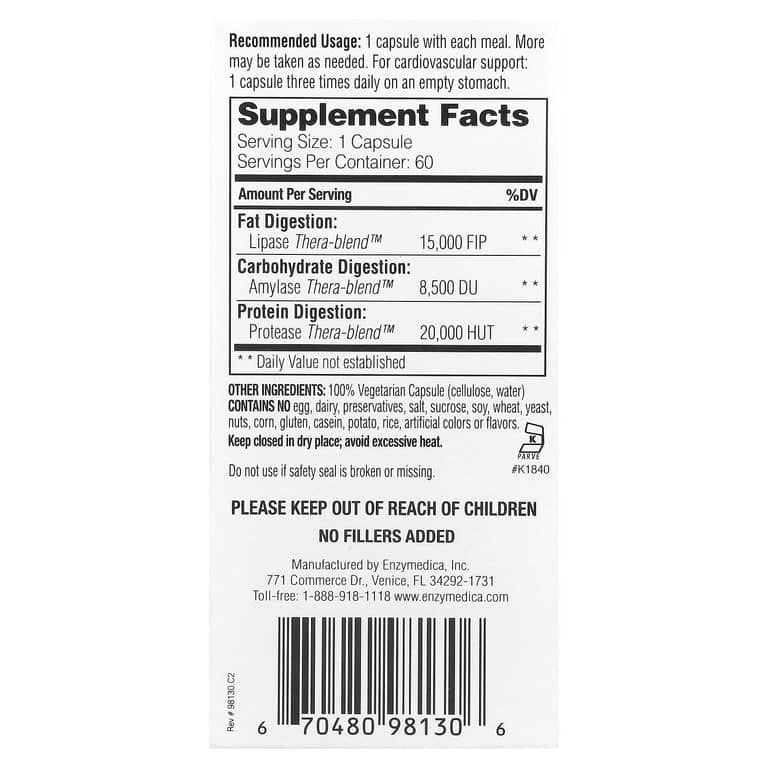 Enzymedica, Lypo Gold™, For Fat Digestion, 60 Capsules 2