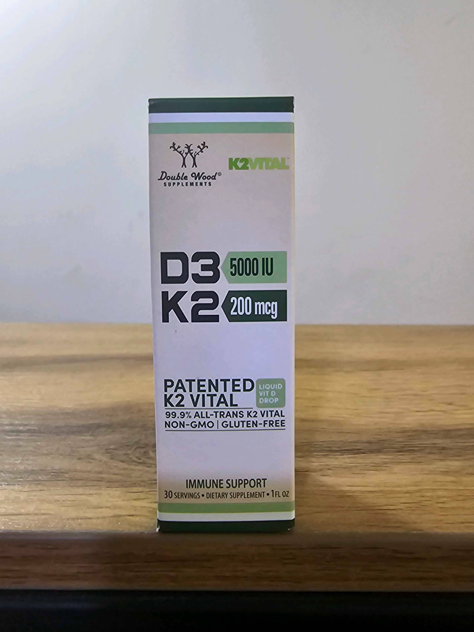 DoubleWood Vitamin D3 + K2 Liquid - 5000 IU D3, 200 mcg K2 / mL, 30 servings 1