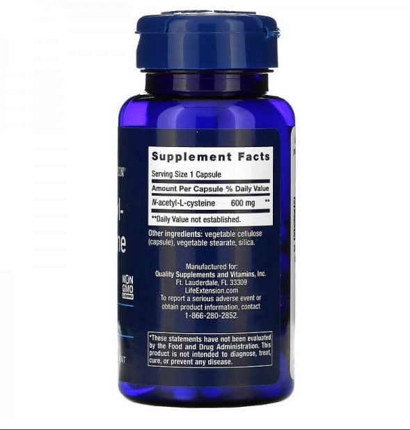 Life Extension Acetylcysteine, N-Acetyl-L-Cysteine, 600 mg, 60 Capsules 2