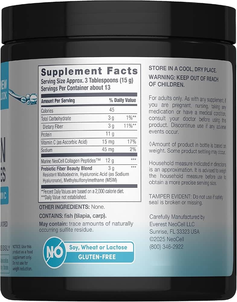 NeoCell Marine Collagen Peptides Powder | 7 oz | Unflavored Supplement | with Vitamin C and MSM, 200gr 2