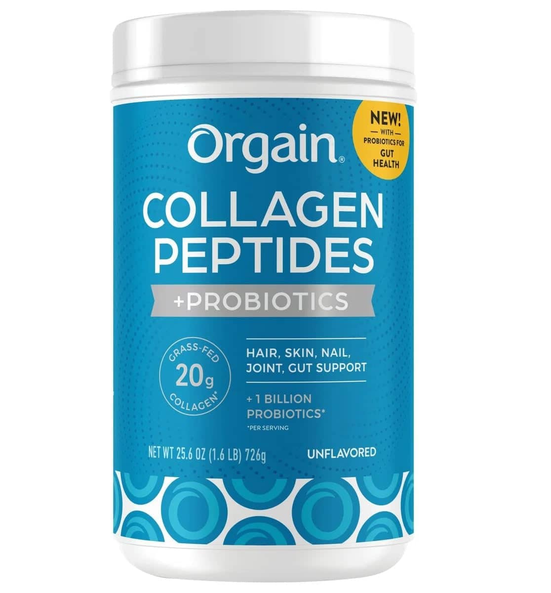 Orgain Collagen Peptides + Probiotics, Unflavored, 1.6 lbs 726 g 1