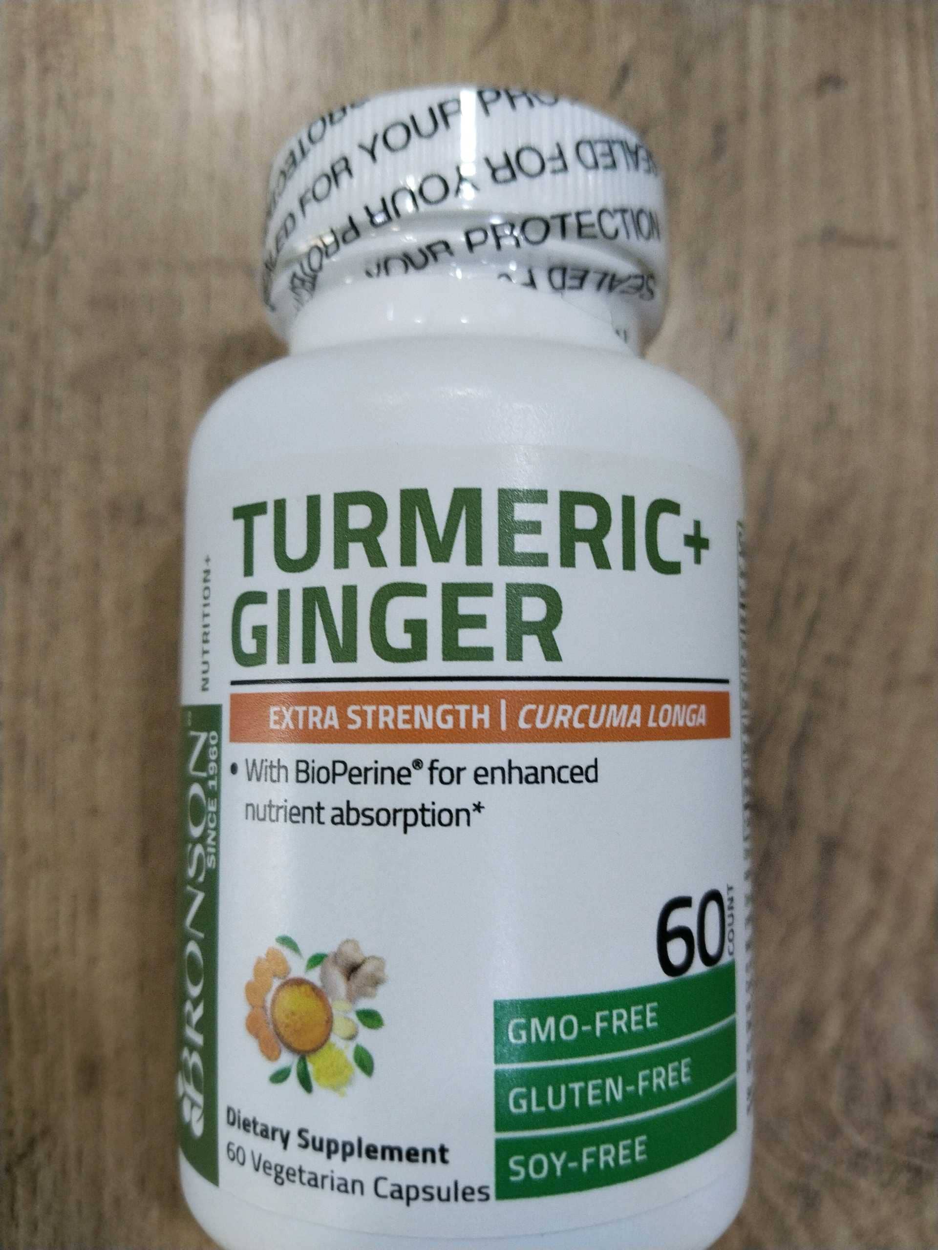BRONSON Turmeric+Ginger Extra strength 60veg cap 1