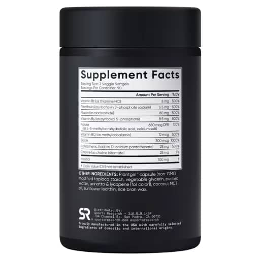 Sports Research, Advanced B-Complex, Methylated Folate with B12, 8 Forms of B vitamins, 180 Veggie Capsules 2