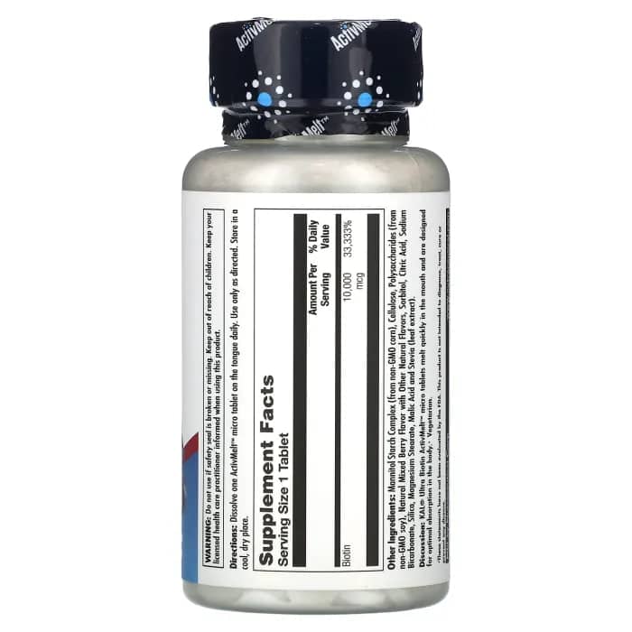 KAL, Ultra Biotin, ActivMelt™, Mixed Berry, 10,000 mcg, 60 Micro Tablets 2