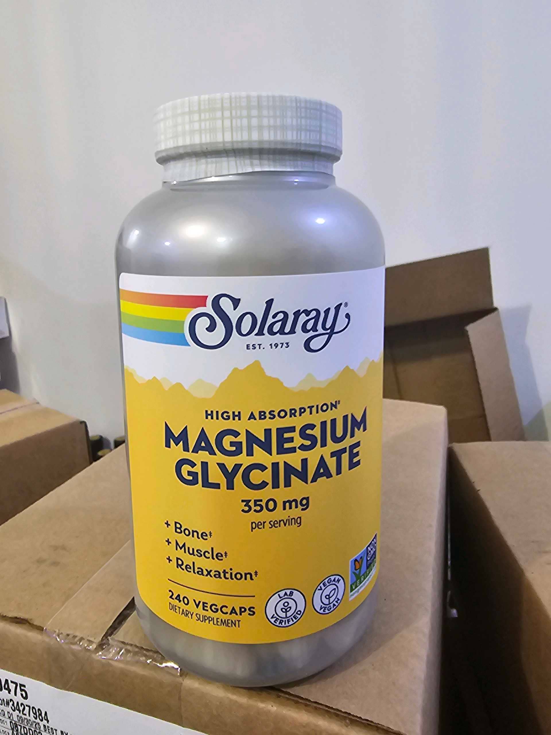 Soloray Magnesium Glycinate 350mg 240 vegcaps 1