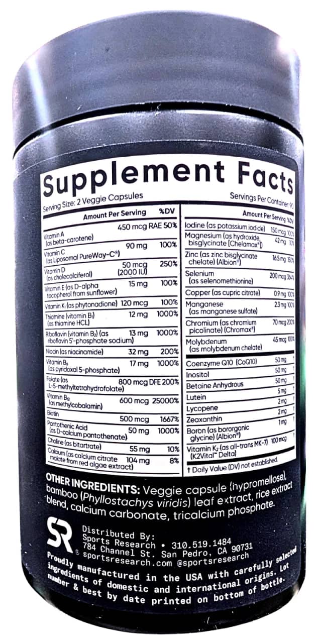 Sports Research, Advanced Multivitamin, 23 Essentials 180 Veggie Capsules 2