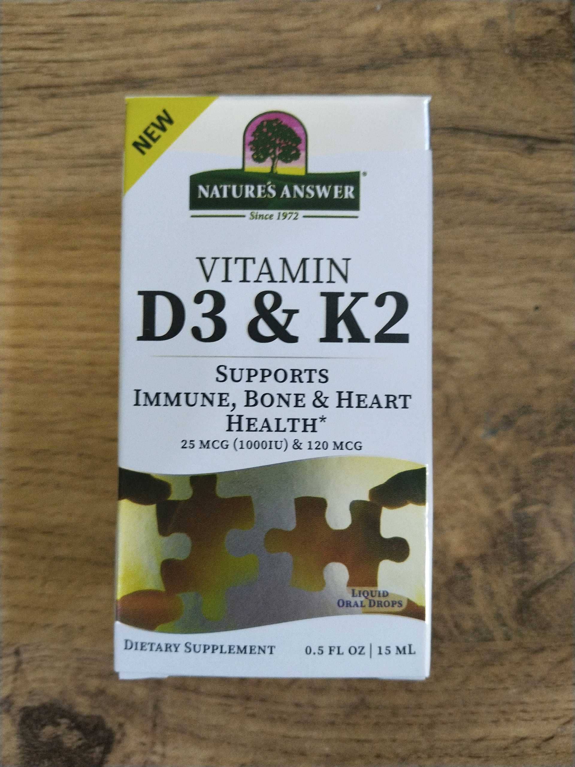 Natures Answer Vitamin d3 k2  25mcg (1000IU) 1