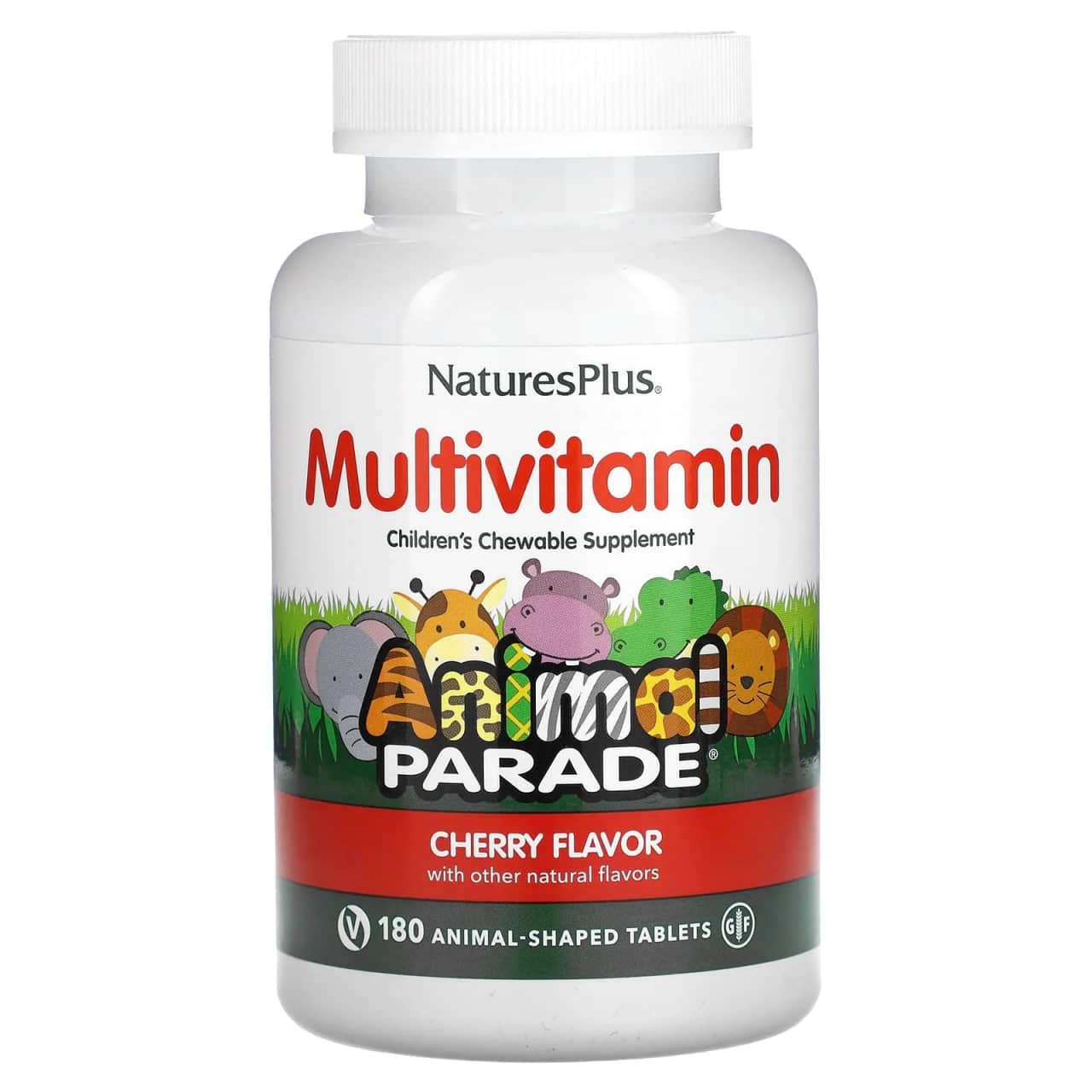 NaturesPlus, Animal Parade®, Children's Chewable Multivitamin, Cherry Flavor, 180 Animal-Shaped Tablets 1
