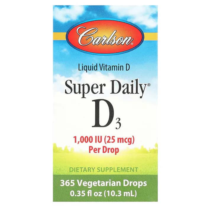 Carlson, Super Daily® D3, 25 mcg (1,000 IU), 0.35 fl oz (10.3 ml) 1