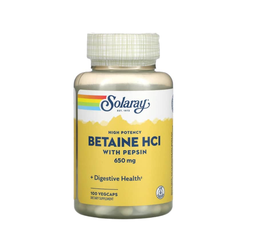 Solaray Betaine HCL with Pepsin, High Potency, 650 mg, 100 Veggie Capsules 1