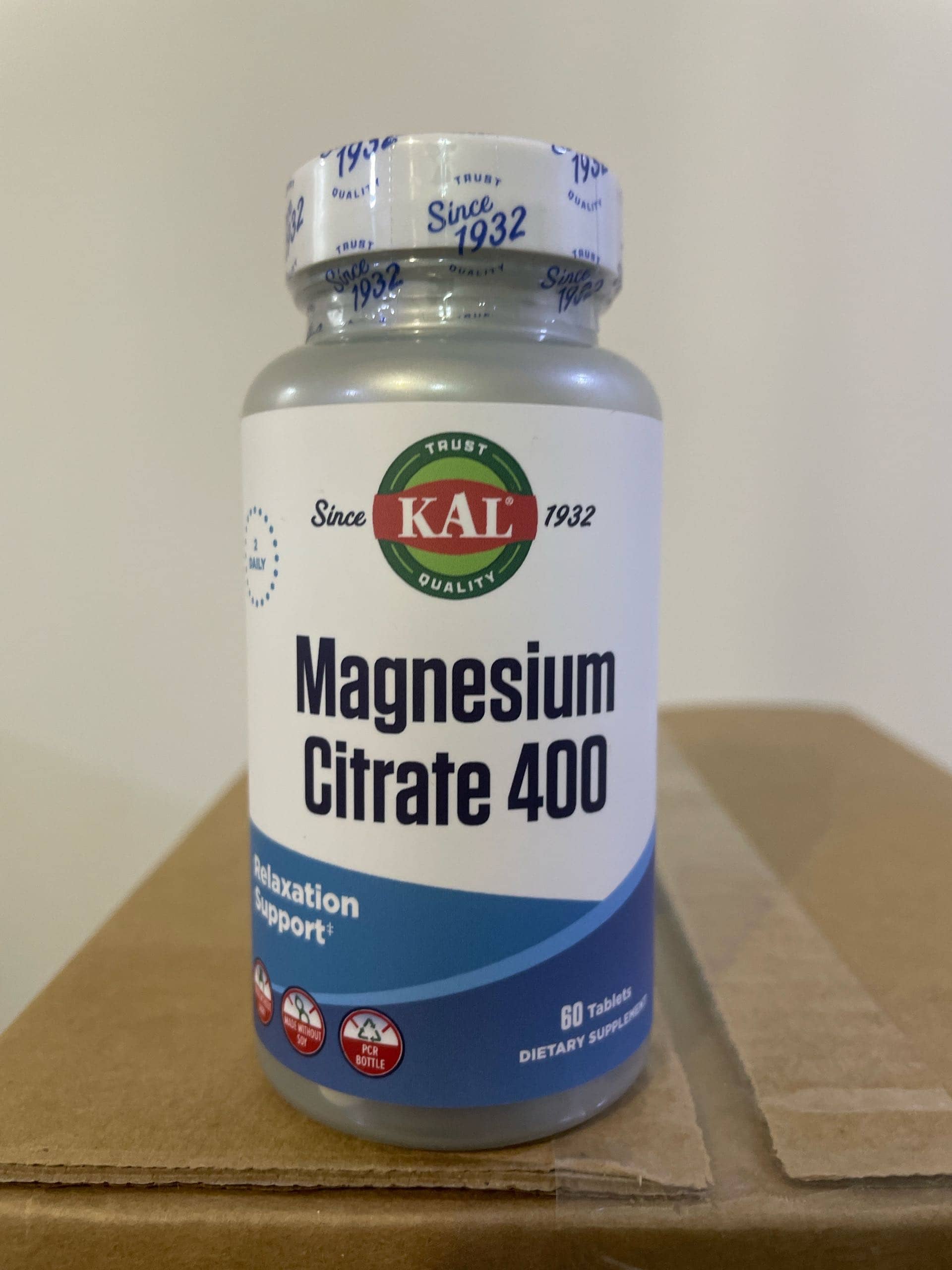 KAL, Magnesium Citrate 400, 400 mg, 60 Tablets (200 mg per Tablet) 1