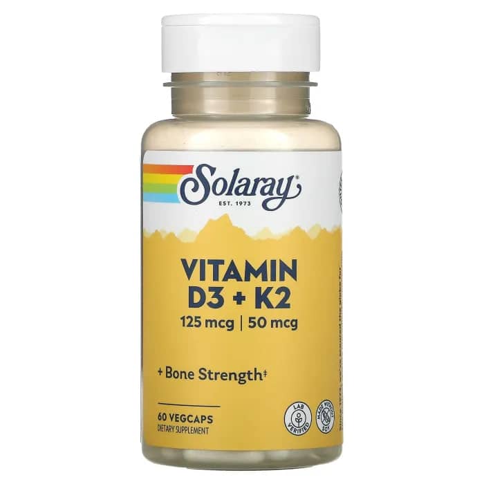Solaray Vitamin D3 & K2, Soy-Free, 60 Veggie Capsules 1