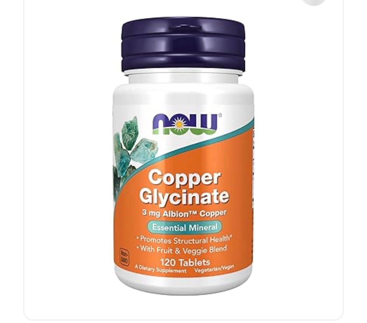 NOW Foods, Copper Glycinate, 3 mg, 120 Tablets 1