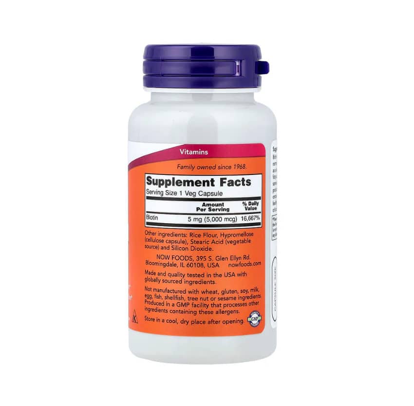 NOW Biotin 5000mcg 60caps 2