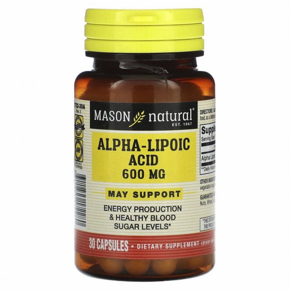 Mason Natural, Alpha-Lipoic Acid, 600 mg, 30 Capsules 1