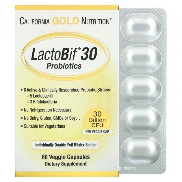 California Gold Nutrition, LactoBif® 30 Probiotics, 30 Billion CFU, 60 Veggie Capsules