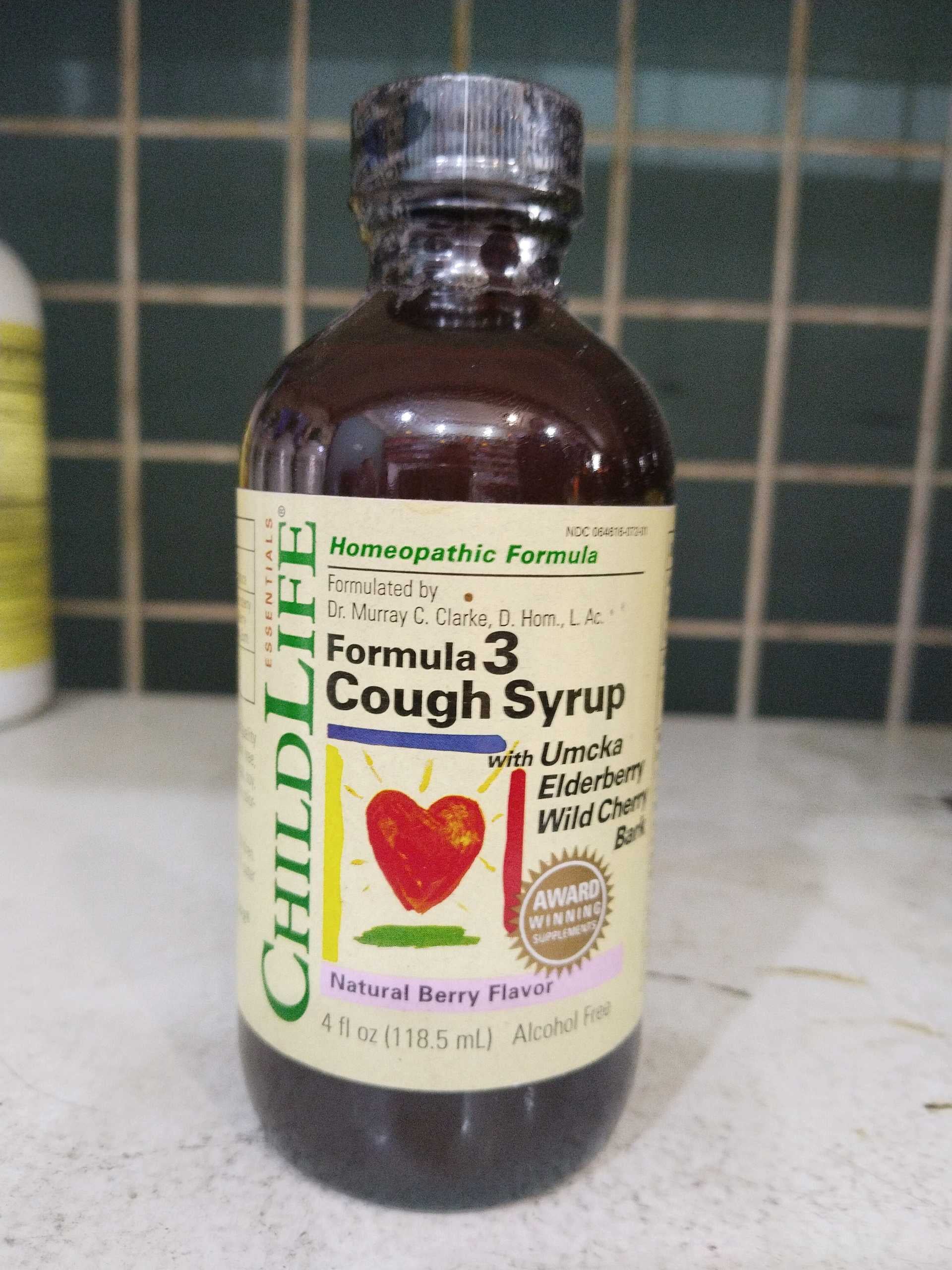 FORMULA 3 COUGH SYRUP FOR CHILDREN, NATURAL BERRY FLAVOR, 4OZ, CHILDLIFE ESSENTIALS
