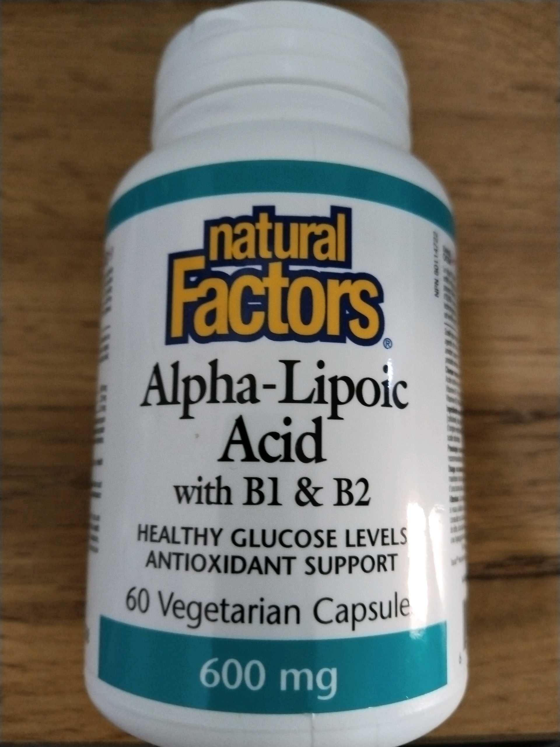 Natural Factors, Альфа-липоевая кислота с витаминами B1 и B2, 600 мг, 60
