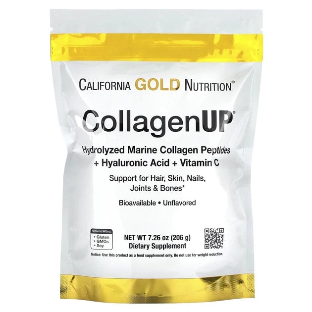 California Gold Nutrition, CollagenUP, Hydrolyzed Marine Collagen Peptides with Hyaluronic Acid and Vitamin C, Unflavored, 7.26 oz (206 g)