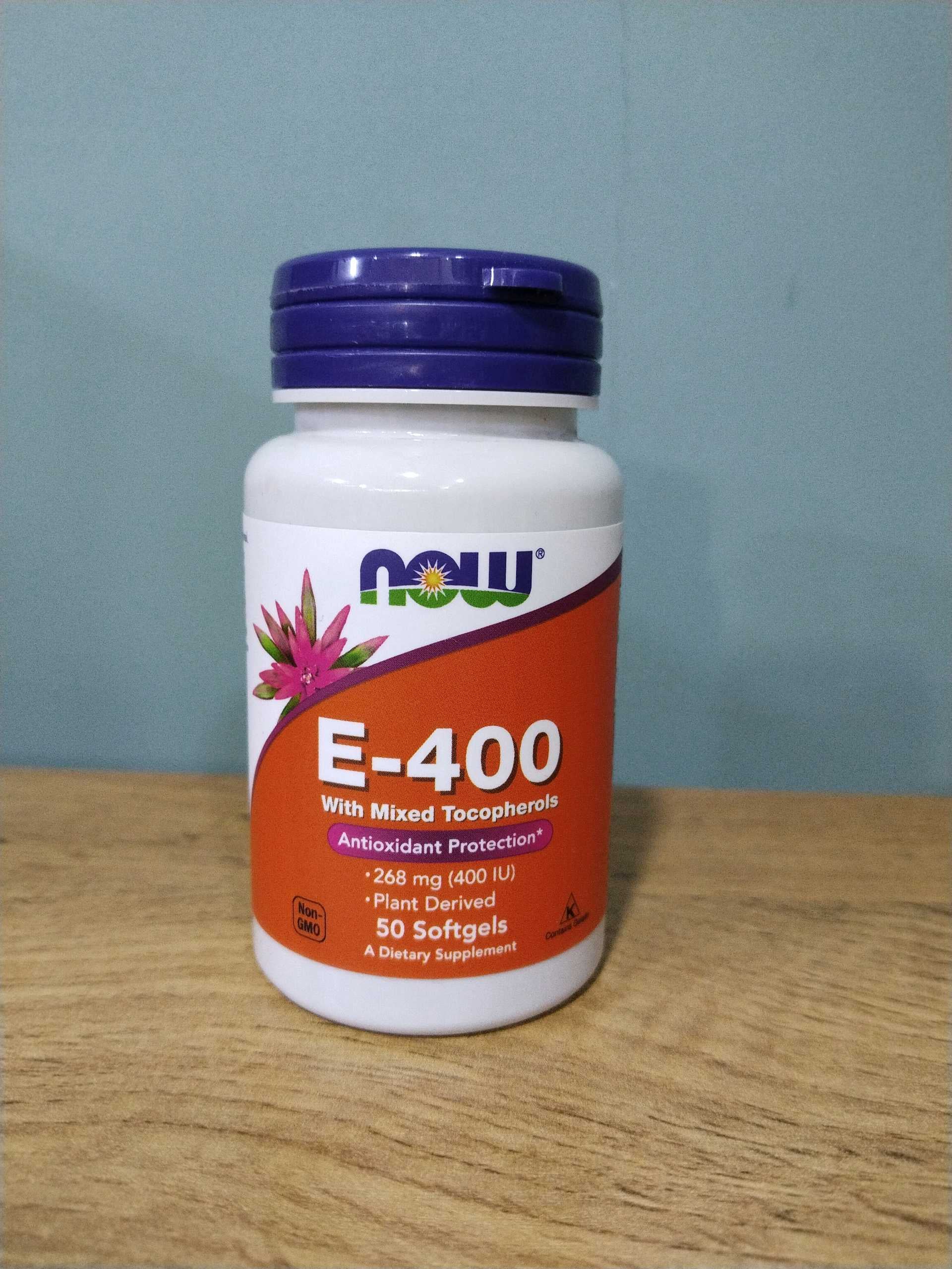 Vitamin E, E-400, Now Foods, with mixed tocopherols, 268 mg (400 IU), 100 softgels