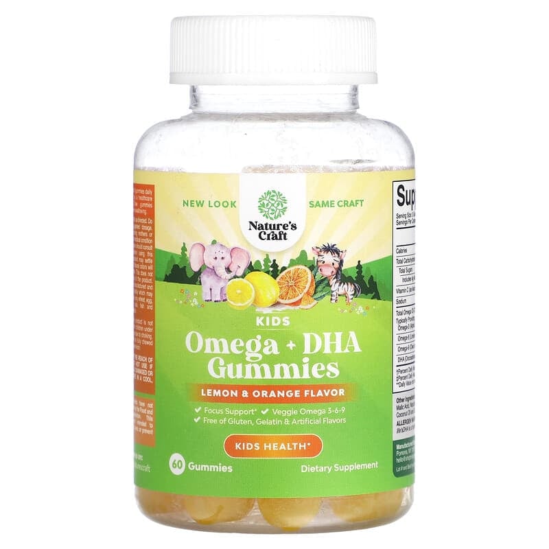Kids Omega + DHA Gummies , 60ct Natures Craft
