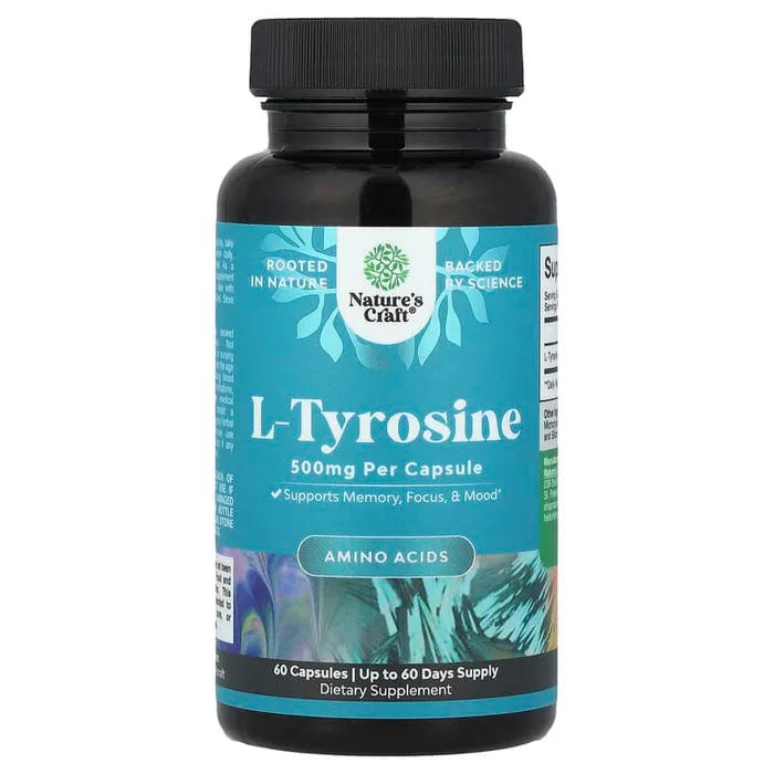 L-Tyrosine, Nature's Craft, 500 mg, 60 Capsules