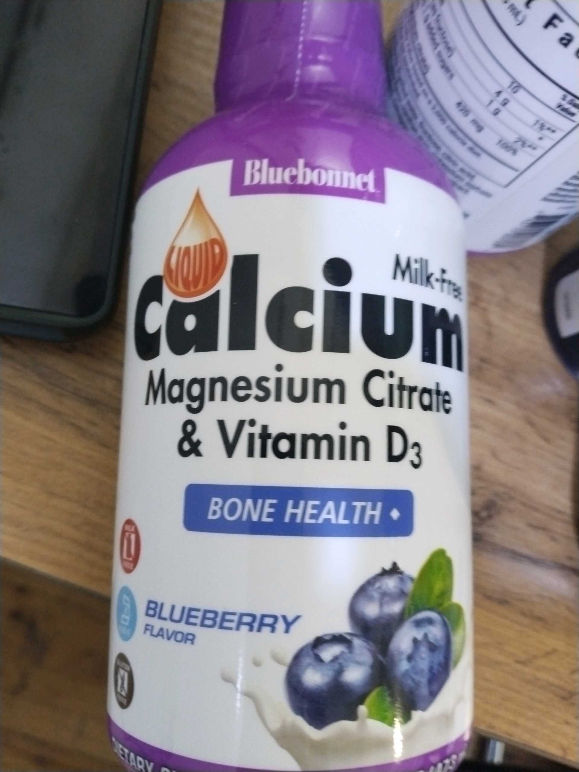 Bluebonnet Calcium Magnesium Citrate & Vitamin d3 Blueberry flavour (473ml)