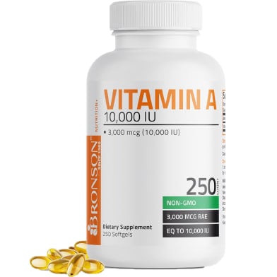 Bronson Nutrition, Vitamin A 10,000 IU, 250 softgels