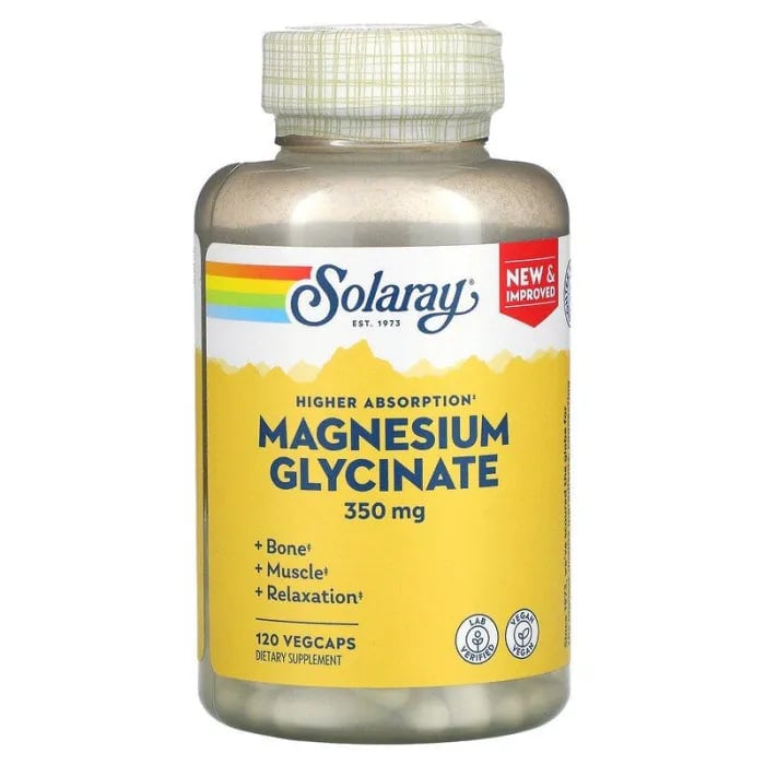 Solaray Magnesium Glycinate, High Absorption, 350 mg, 120 Veggie Capsules