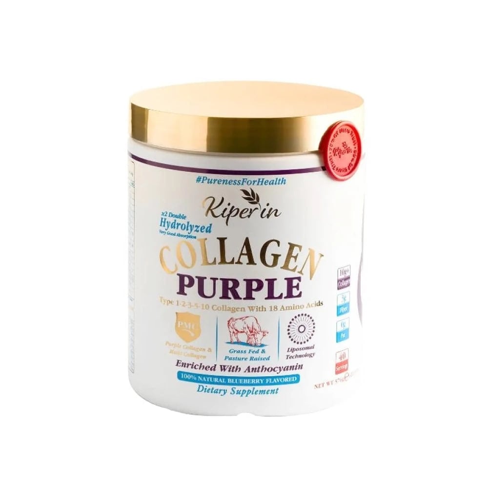 Kiperin Purple Collagen (576g) is a 100% pure and natural dietary supplement containing purple and multiple collagen peptides, developed using liposomal technology.