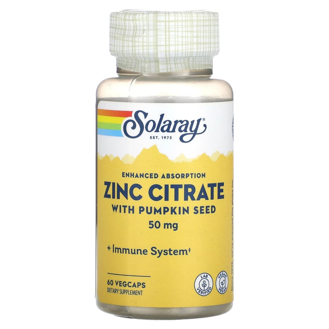 Solaray Zinc Citrate 50 mg 60 Vegetarian Capsules