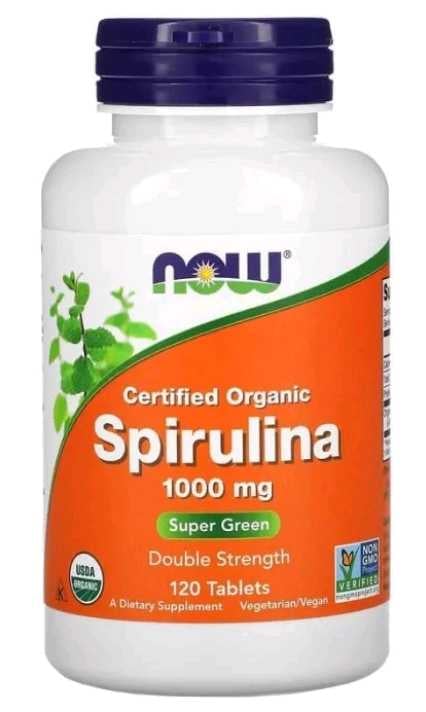 NOW Foods Natural Spirulina 500 mg 120 Vegetarian Capsules