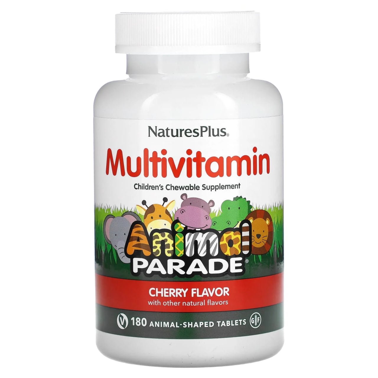 NaturesPlus, Animal Parade®, Children's Chewable Multivitamin, Cherry Flavor, 180 Animal-Shaped Tablets