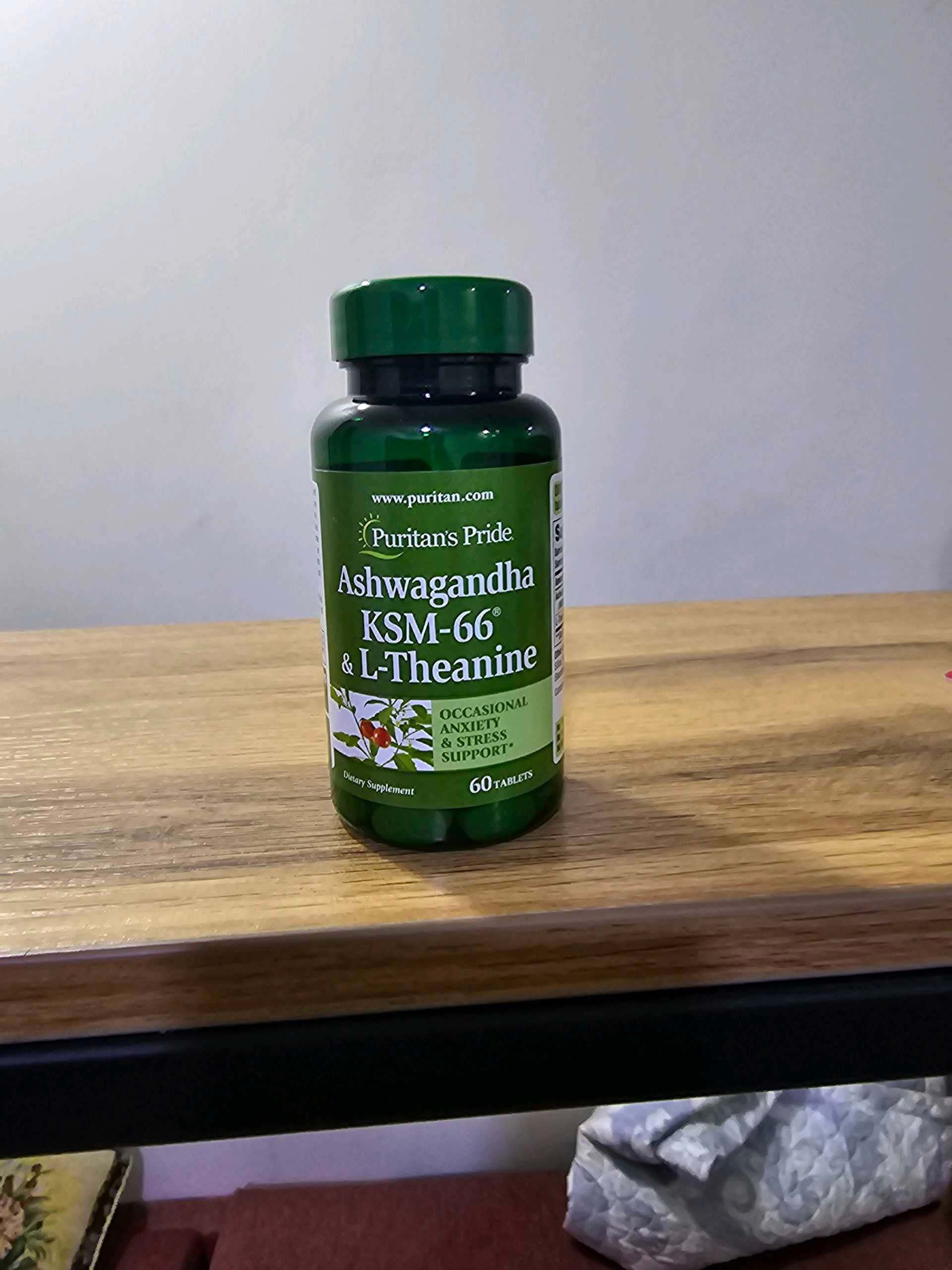 Puritan's Pride, Ashwangandha KSM66 & L-Theanine, , 60 tablets