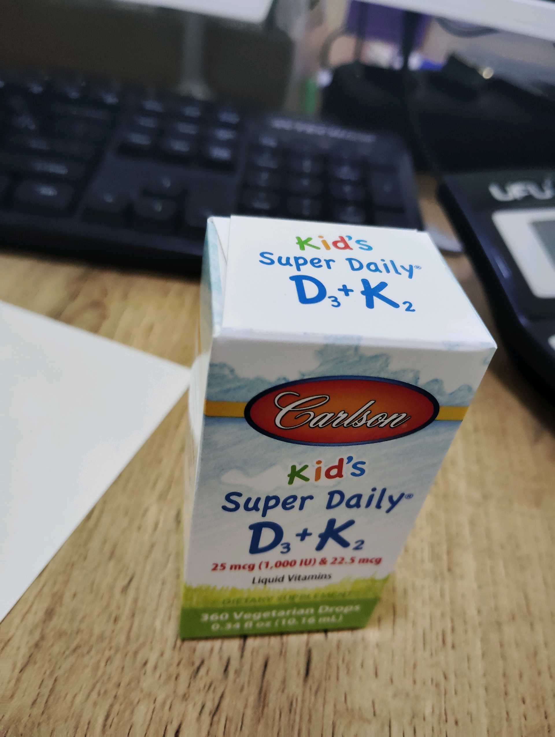 Carlson, Kid's Super Daily® D3 + K2, 0.34 fl oz (10.16 ml)