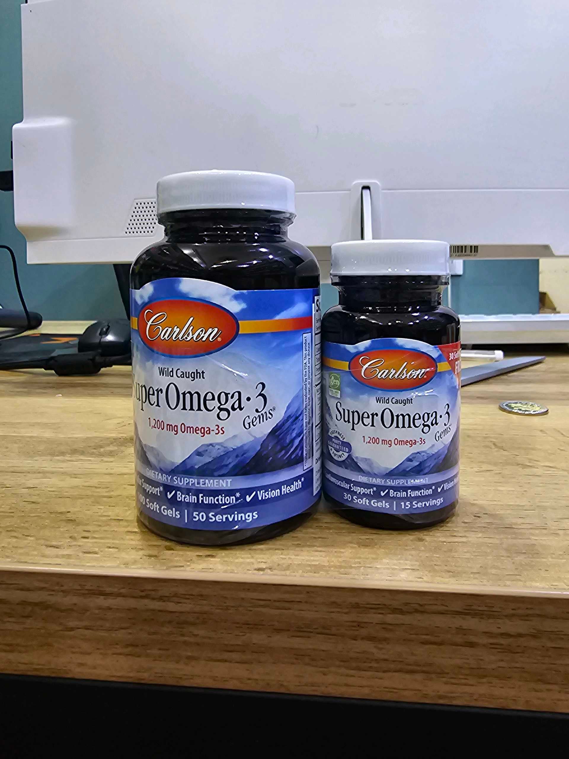 Carlson, Super Omega-3 Gems, High Potency Wild Caught Omega-3s, 1,200 mg, 100 + 30 Capsules (600 mg per Capsule)