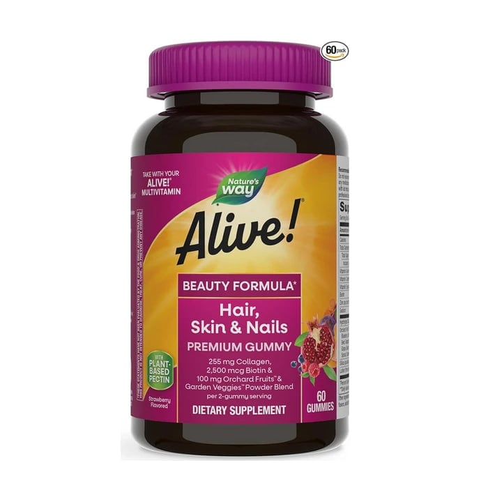 natures way alivev hair skin natis 60 gum
