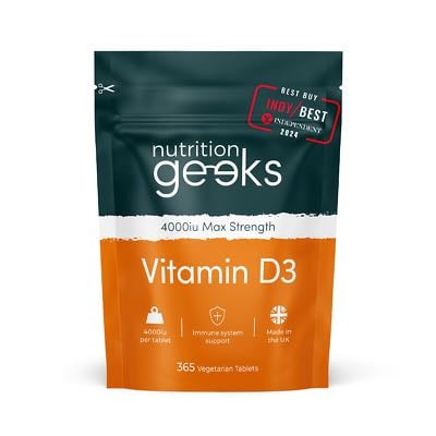 Geeks Nutrition, Vitamin D3 4000IU Max Strength 365 Vegetarian Tablets