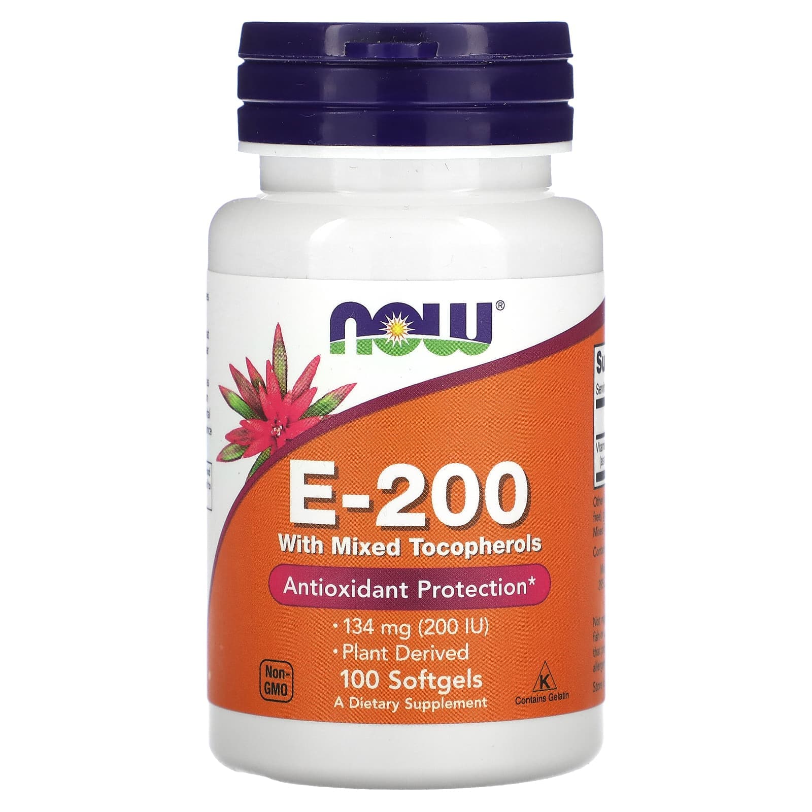 NOW Foods, E-200 со смешанными токоферолами, 134 мг (200 МЕ), 100 капсул