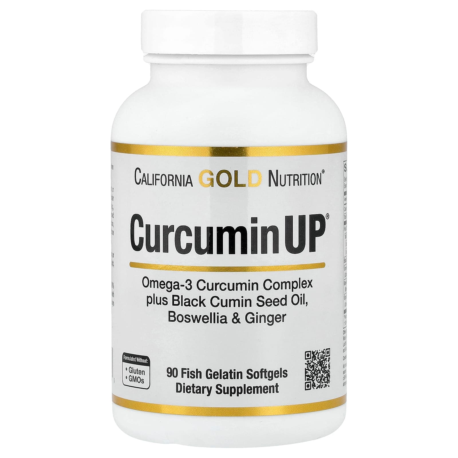 California Gold Nutrition, CurcuminUP с комплексом куркумина и омега-3, маслом из семян чёрного тмина, босвеллией и имбирём, 90 капсул