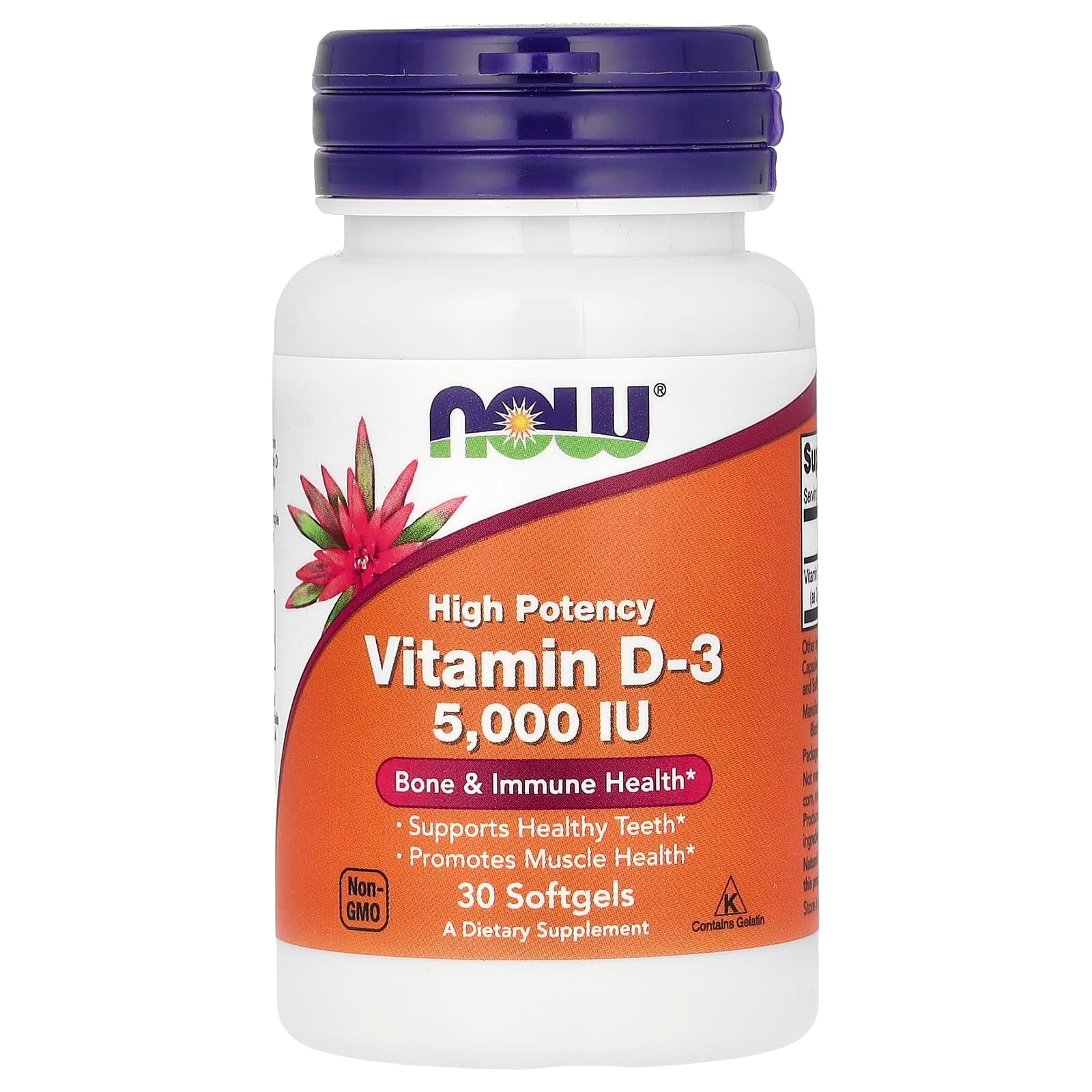 NOW Foods, витамин D3, высокоактивный, 5000 МЕ, 30 мягких капсул
