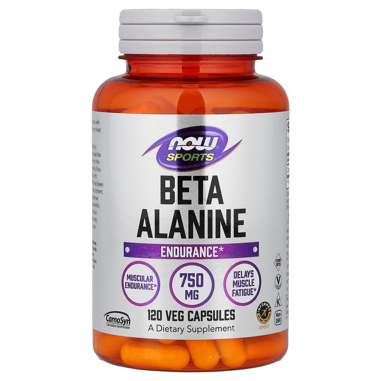 NOW Foods, Sports, Beta-Alanine, бета-аланин, 750 мг, 120 растительных капсул