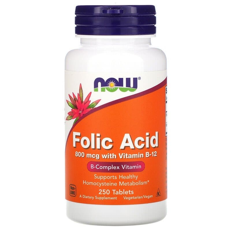 NOW Foods, Фолиевая кислота, 800 мкг, 250 таблеток