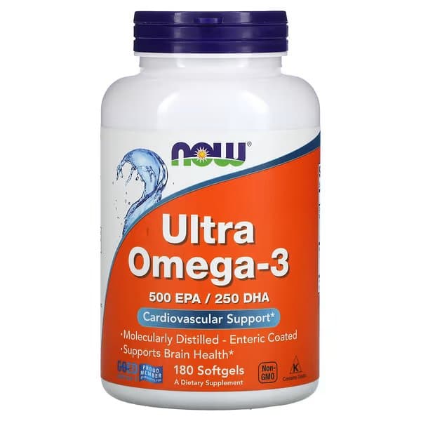 NOW Foods, Ультраомега-3, 500 ЭПК / 250 ДГК, 180 капсул